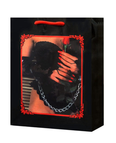 Lady lace lingerie w/rose and handcuffs gift bag