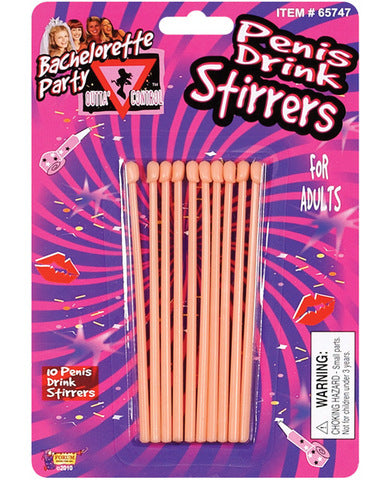 Bachelorette penis drink stirrers - pack of 10