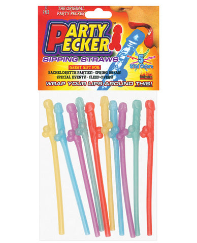 Party pecker straws, assorted colors (10 pc bag)