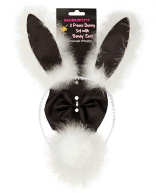 Bachelorette 3pc bunny set w/bendy ears