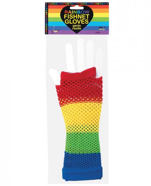 Rainbow Fishnet Gloves O/S