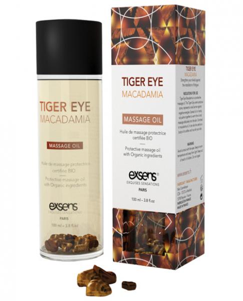 Exsens Organic Massage Oil Macadamia with Tiger Eye Stones 3.8oz