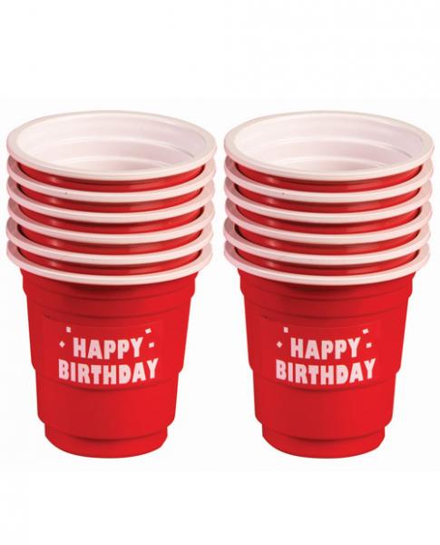Happy Birthday Plastic Shot Glasses Red Set Of 12
