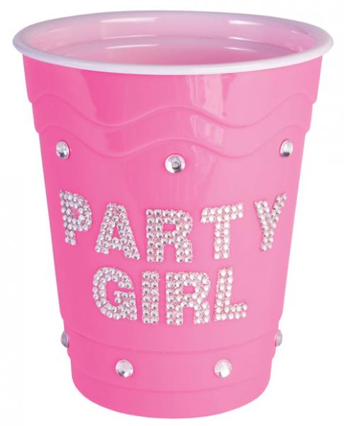 Party Girl Plastic Cup Clear Stones Pink