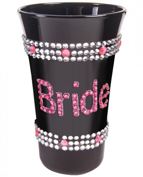 Bride Shot Glass with Pink Stones Black