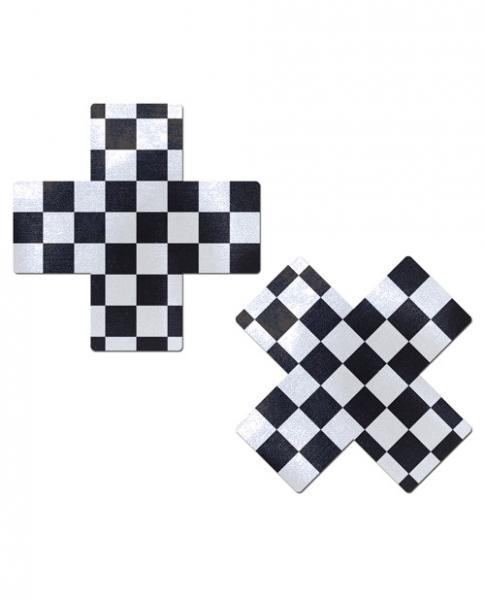 Pastease Checker Cross X Black White Pasties O/S