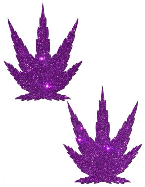 Leaf Royal Purple Glitter Pasties O/S