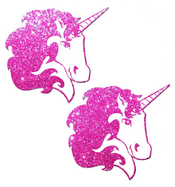 Unicorn Hot Pink Glitter On White Pasties O/S