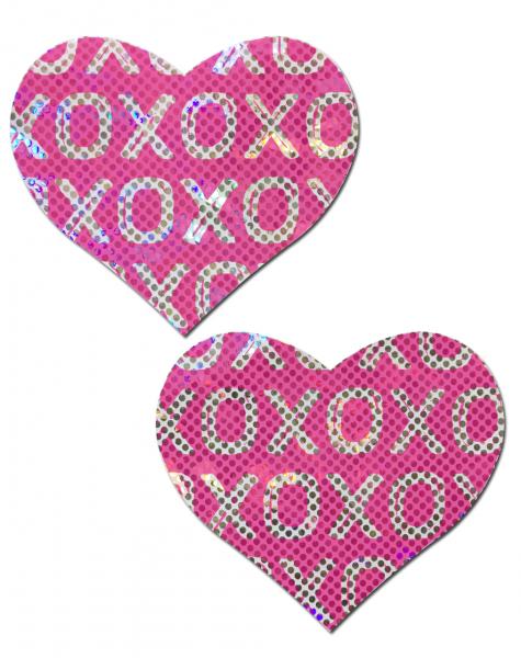 Pastease Glitter XOXO Heart Pasties Pink White O/S
