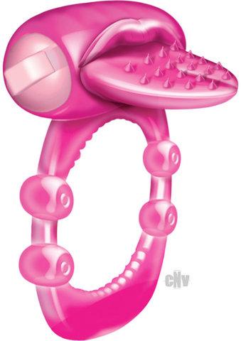 Nubby Tongue Magenta Pink Vibrating Cock Ring