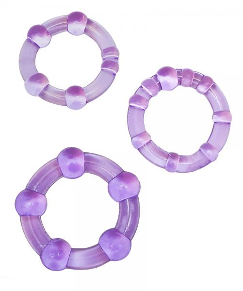 Beaded Cock Rings Purple Pack Of 3