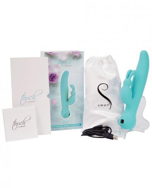 Touch Duo Response Touch Control Rabbit Vibrator Teal Green
