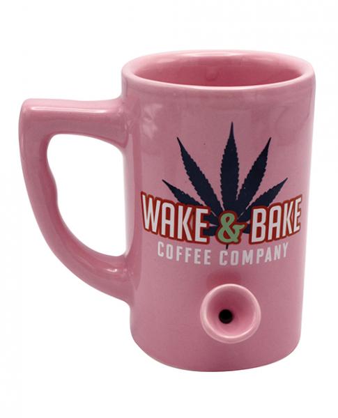Wake &amp; Bake Coffee Mug Holds 10 ounces Pink