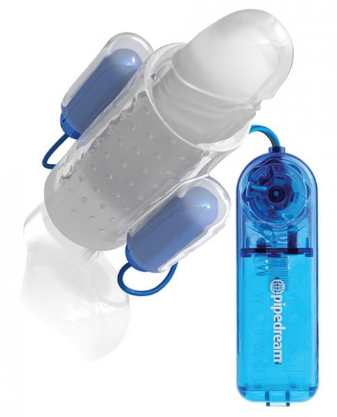 Classix Dual Vibrating Penis Sleeve Blue &amp; Clear