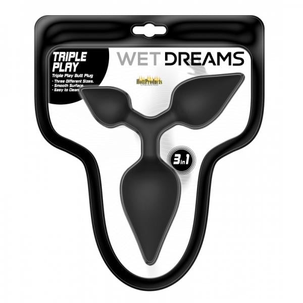 Wet Dreams Triple Play Anal Plug Multi Size Black