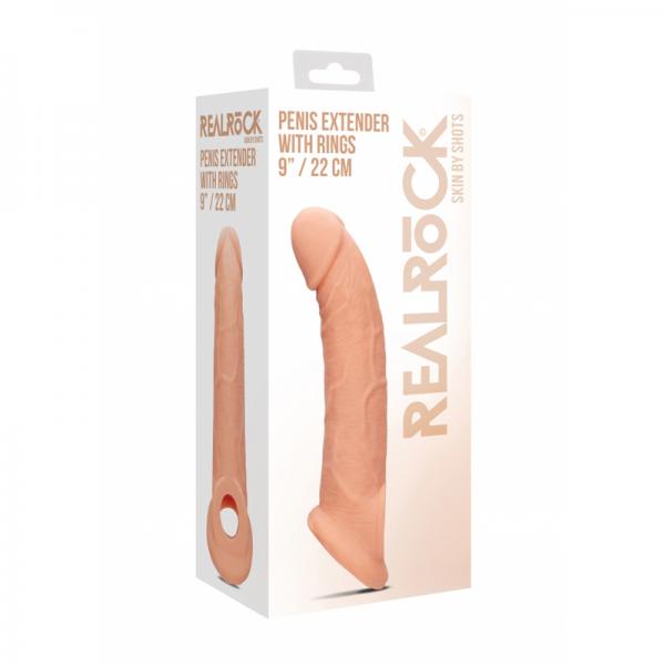 Realrock - 9 / 22 Cm Penis Extender With Rings - Flesh