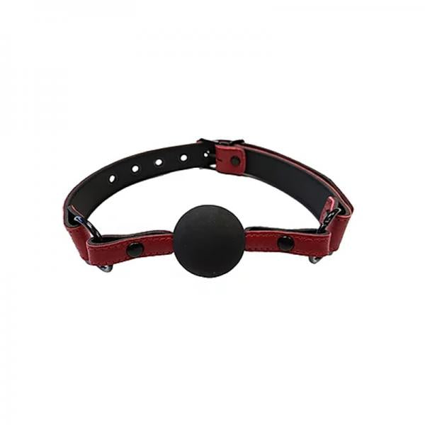 Leather Ball Gag With Rubber Ball  Burgunday &amp; Black Accessories