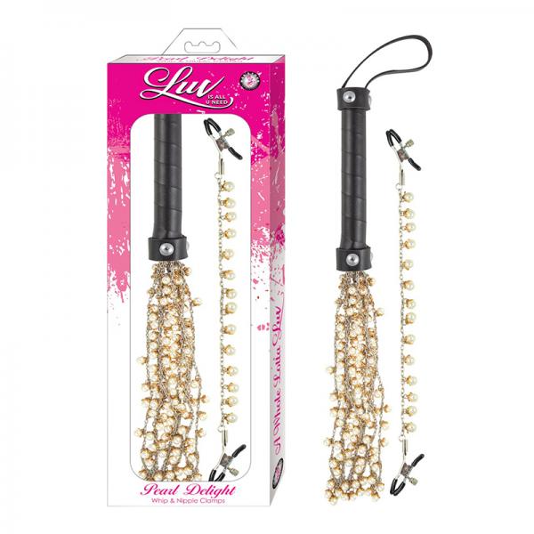 Luv Pearl Delight Whip &amp; Nipple Clamps