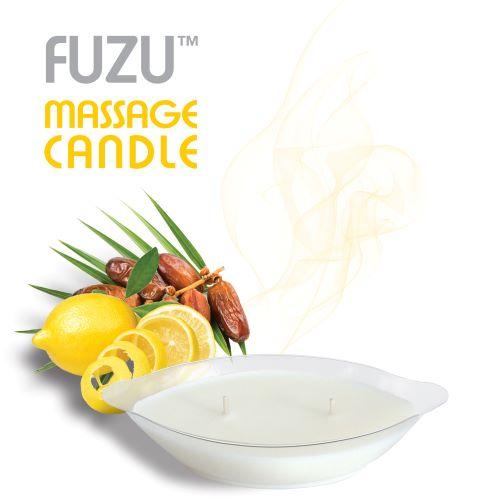 Fuzu Massage Candle Fiji Dates &amp; Lemon Peel 4oz