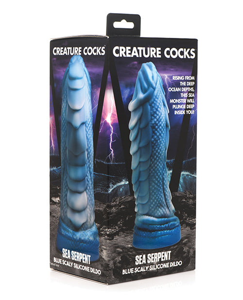Creature Cocks Sea Serpent Scaly Silicone Dildo - Blue