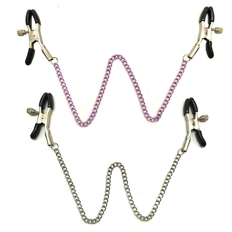 1 Pair Metal Bondage Nipple Clamps Chain Nipple Clips Labia Slave BDSM Women Toys Sex Games Sexual Game