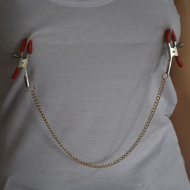 1 Pair Metal Bondage Nipple Clamps Chain Nipple Clips Labia Slave BDSM Women Toys Sex Games Sexual Game