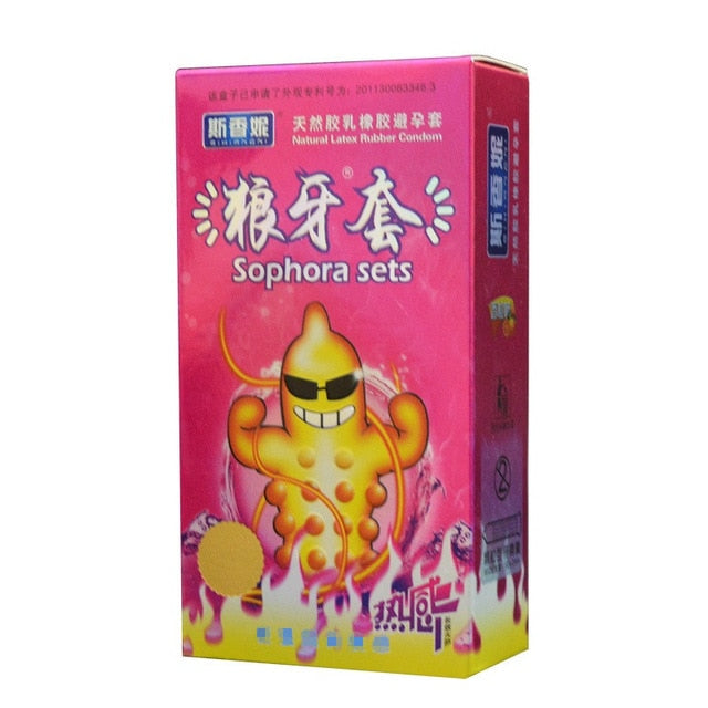 12Pcs Ice style Delay Condom Spike Condoms For Men Funny G Spot Penis Sleeve Lubricated Penis Extender Adult Sex Products