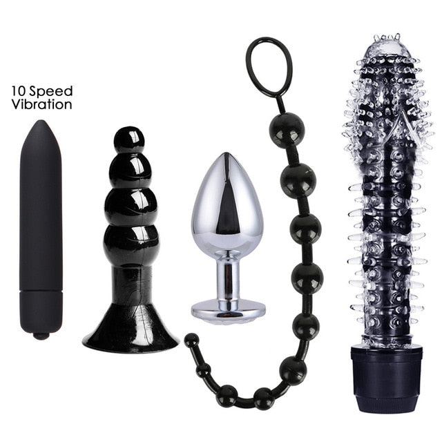 26 PCS Adults Sex Toys For Women Men Handcuffs Nipple Clamps Whip Spanking Sex Metal Anal Plug Vibrator Butt Bdsm Bondage Set