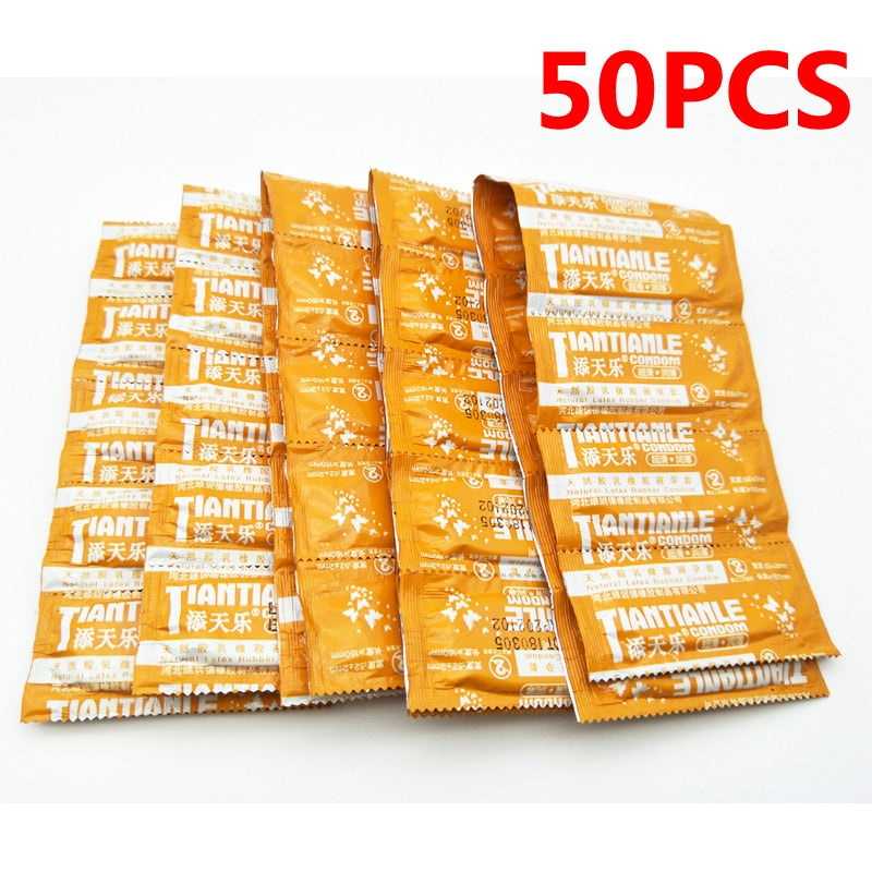50PCS Ultra thin Condoms For Men Natural Latex Condom with Lots Lube Contraception Toys G Spot Penis Sleeve Adult Sex Products