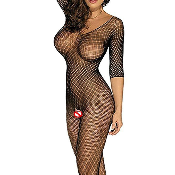 Wontive Sexy Fishnet Bodysuit Women Sex Clothes See Through Open Crotch Body stockings Mesh Hollow Out Lingerie Costumes
