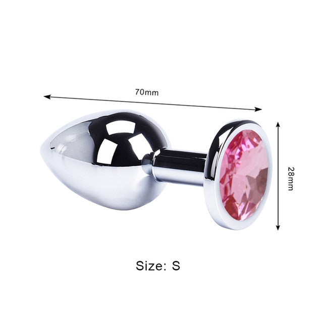 Anal plug sex toys stainless steel smooth steel butt plug tail crystal jewelry sex toys Female/male anal dildo adult sex toys