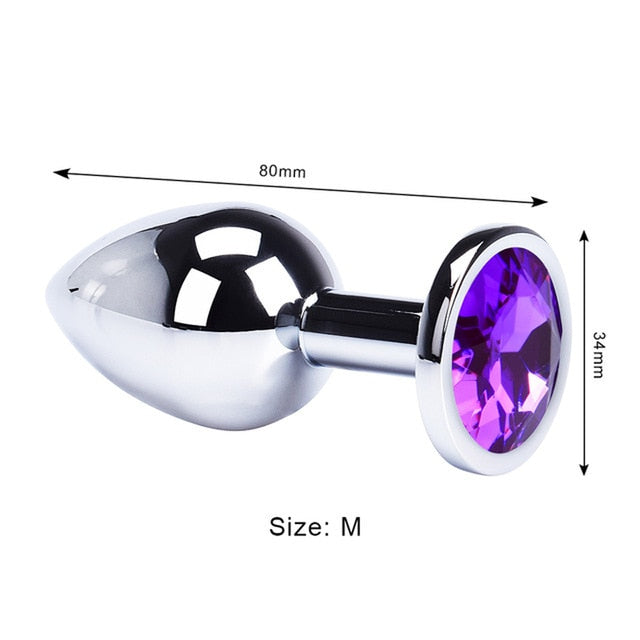 Anal plug sex toys stainless steel smooth steel butt plug tail crystal jewelry sex toys Female/male anal dildo adult sex toys
