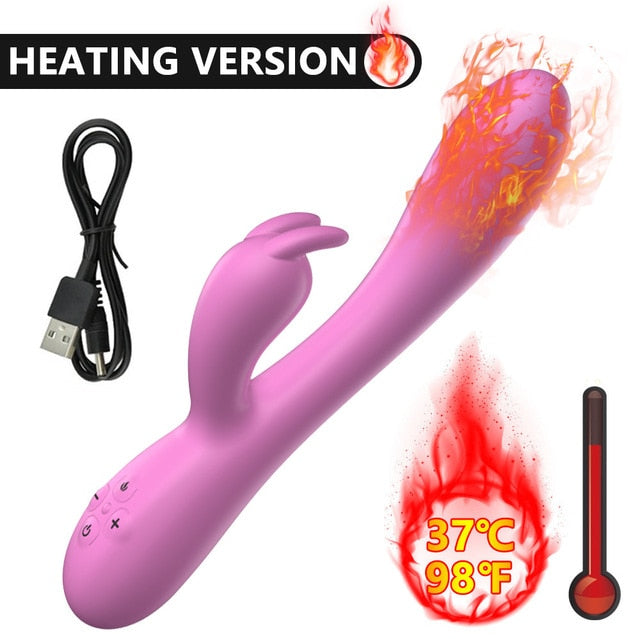 Heating Rabbit Vibrator for Woman G Spot Vagina Clitoris Stimulator Masturbator Dildo Vibrator Adult Sex Toys for Woman Adult