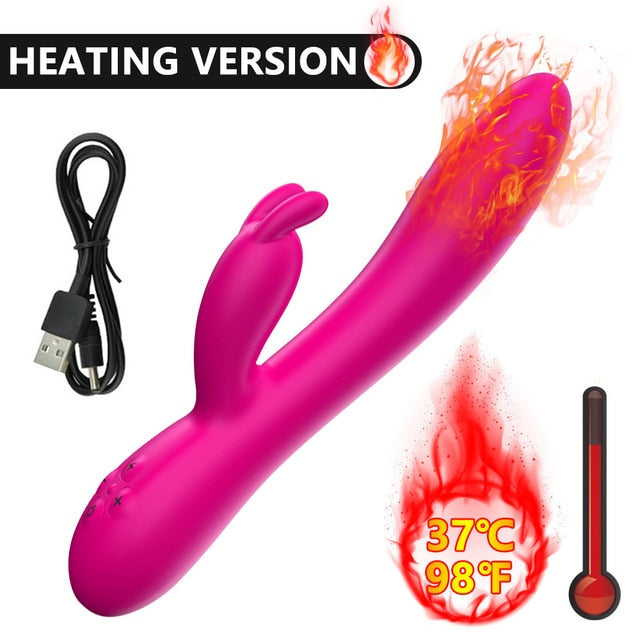 Heating Rabbit Vibrator for Woman G Spot Vagina Clitoris Stimulator Masturbator Dildo Vibrator Adult Sex Toys for Woman Adult