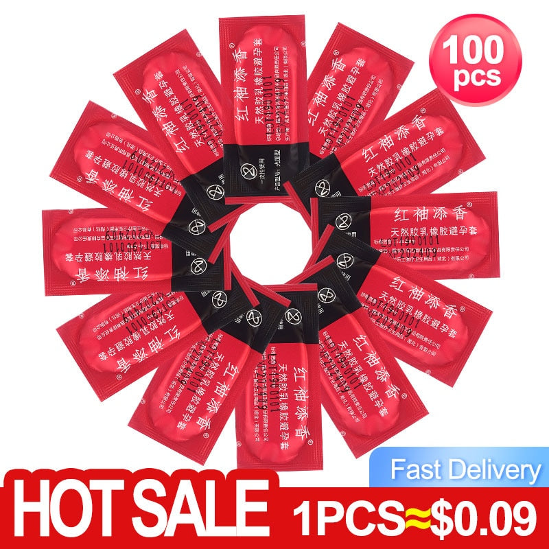 wholesale 100 PCS Condoms Ultra Thin Large Oil Quantity Sex tool products for Men package condom Adult free shipping