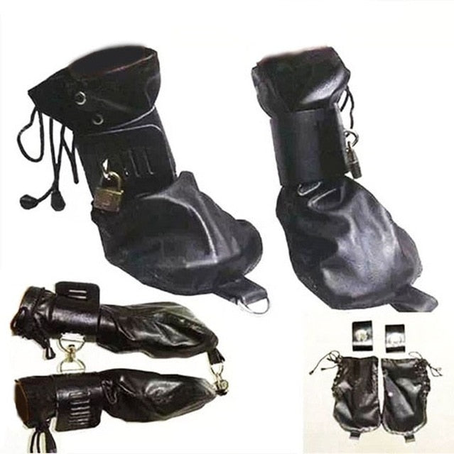 Handcuffs/Mittens/Boot Booties, Leather Gloves Dog Paw Padded Fist Mitts Socks,BDSM Bondage,Sex Toys