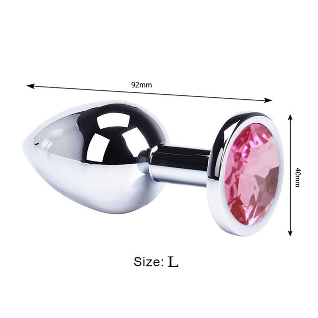 Anal plug sex toys stainless steel smooth steel butt plug tail crystal jewelry sex toys Female/male anal dildo adult sex toys