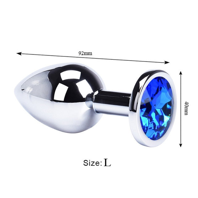 Anal plug sex toys stainless steel smooth steel butt plug tail crystal jewelry sex toys Female/male anal dildo adult sex toys