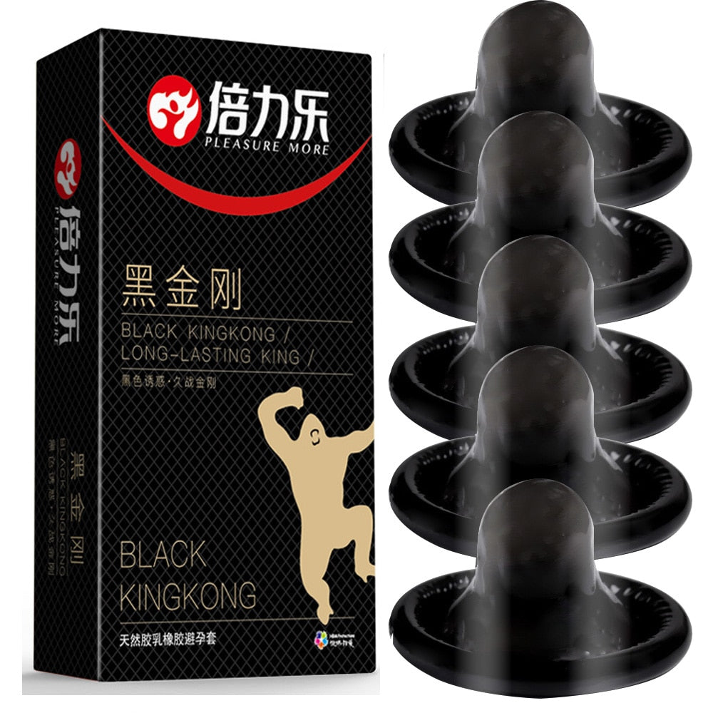 10PCs Condom Sex Toys for Men Black Man Penis Sleeve Ejaculation Delay Lasting Erotic Adult Long Lasting Golden Body Condoms