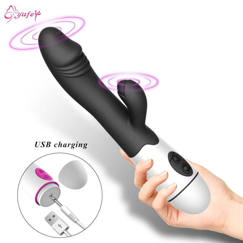 USB 30 Speeds Rabbit Vibrator for Women Vagina Dildo Vibrators Female G spot Clit Stimulator Erotic Sex Toy  For Adult Women