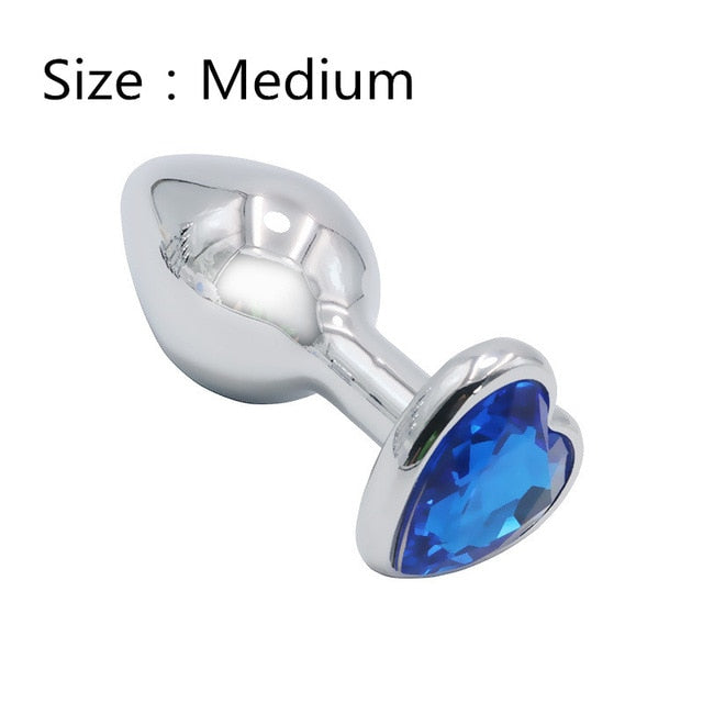Heart shaped metal anal plug Sex Toys Stainless Smooth Steel Butt Plug Tail Crystal Jewelry Trainer For Women/Man Anal Dildo