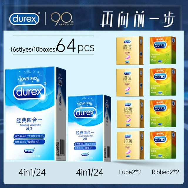 Durex 100Pcs/Pack Sensation Value 4in1 Ultra Thin Sexy Lubricated Condoms Sex Toys Condones for Men Vanilla Flavor