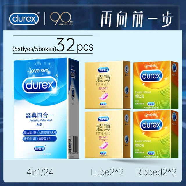 Durex 100Pcs/Pack Sensation Value 4in1 Ultra Thin Sexy Lubricated Condoms Sex Toys Condones for Men Vanilla Flavor