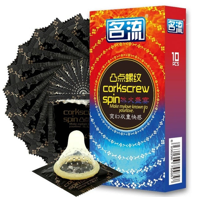 Mingliu 10pcs/lot G-spot Condoms Delay Ejaculation Condones Big Particle Ribbed Condom Stimulation Penis Sleeve Sex Toys For Men